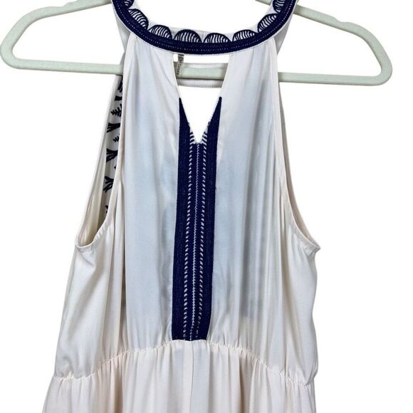 THML Dress Maxi Embroidery Cream Blue Size S - Picture 4 of 6